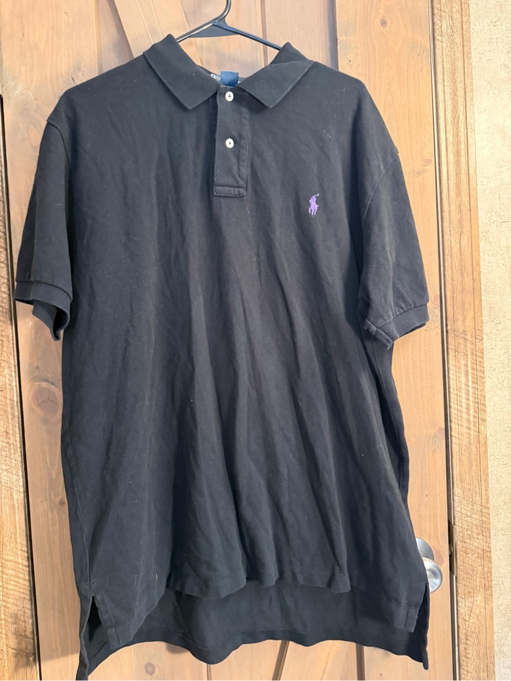 Ralph Lauren Black Polo with Purple Pony Embroidery
